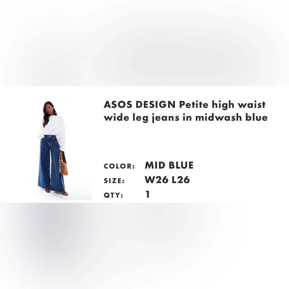 ASOS Petite Mid Blue Wide Leg Jeans - Picture 4 of 4